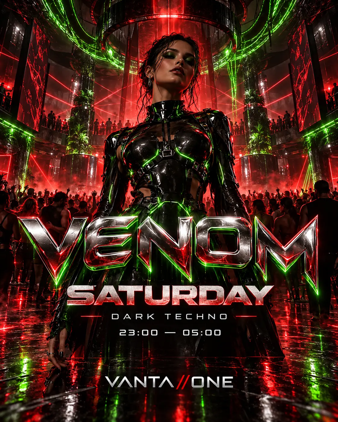 Venom Saturday dark techno event poster