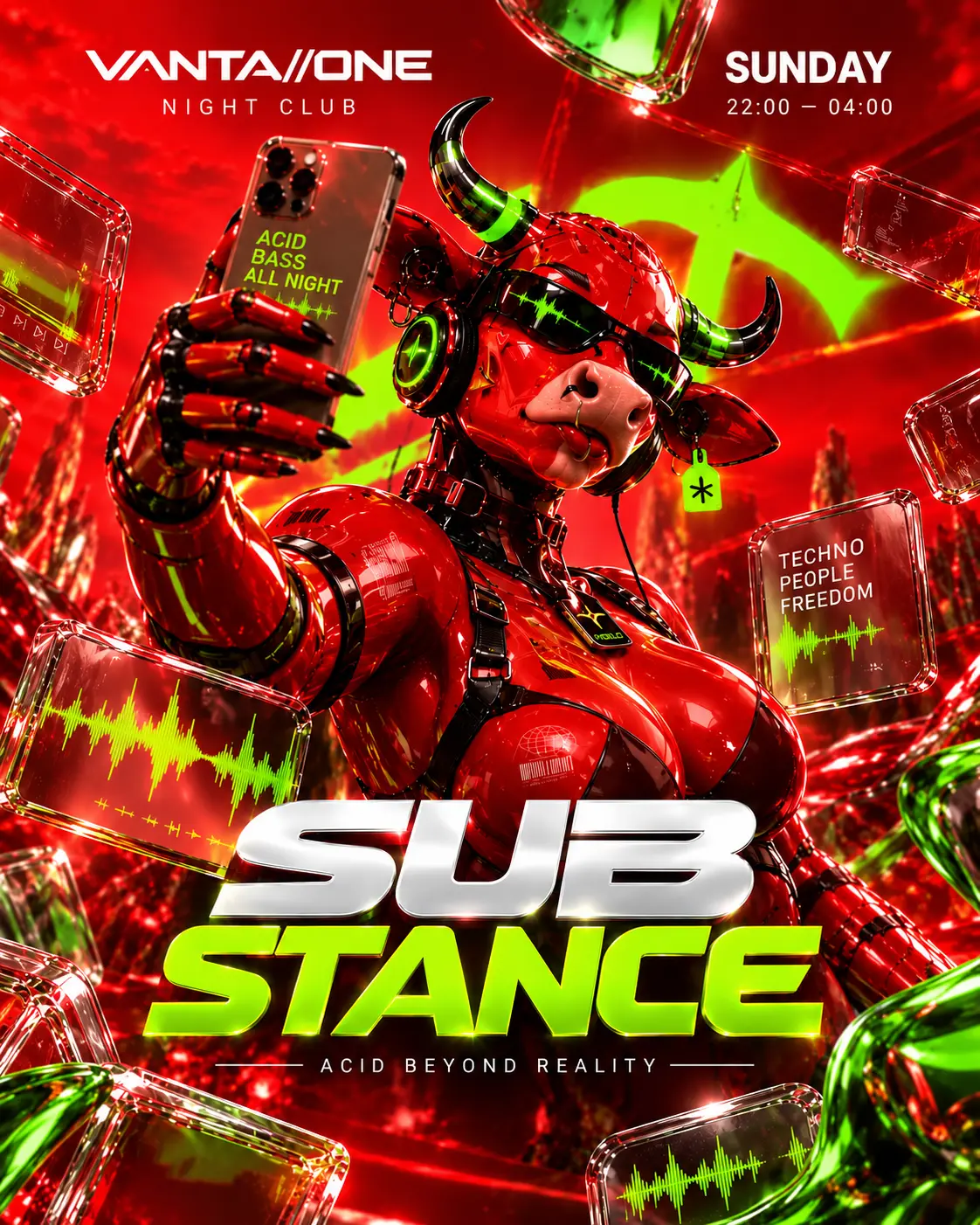Substance Sunday acid techno event poster